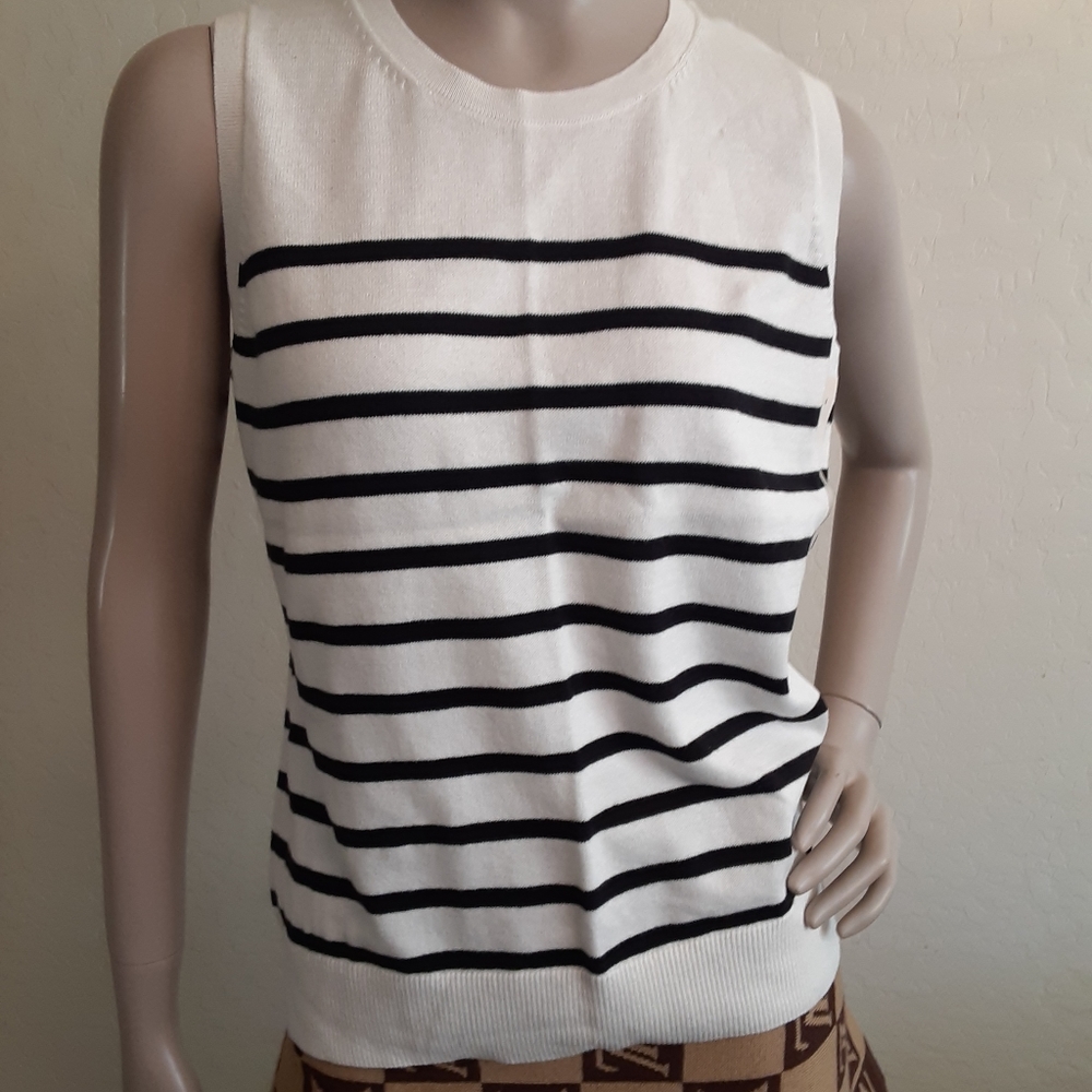 Women's Knit Sleeveless Striped Blouse / Top BNWT